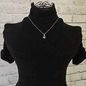 Sterling Silver 925 Butterfly Pendant Necklace w/ Blue Topaz Marquise Stones